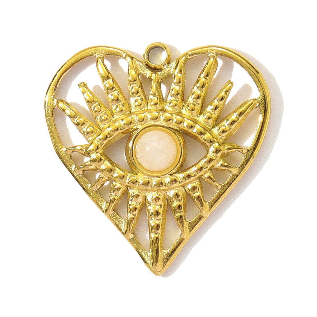 6pcs/pack French Stainless Steel Natural Stone Heart DIY Charms Women White Jade Square Necklace Pendants Feldspar Oval Jewelry
