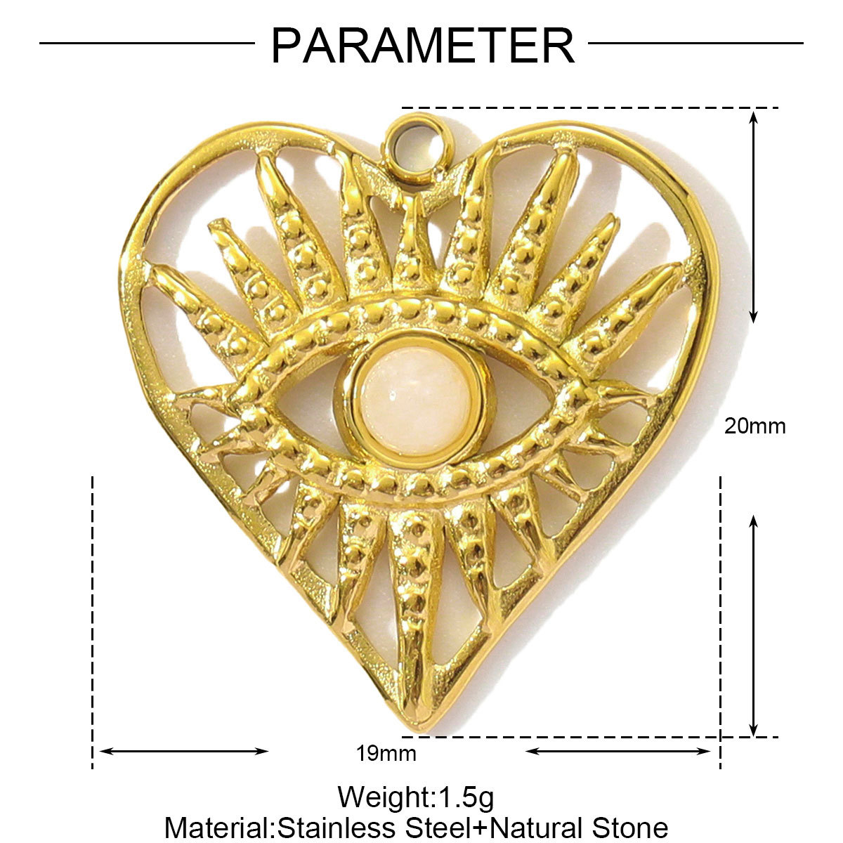 6pcs/pack French Stainless Steel Natural Stone Heart DIY Charms Women White Jade Square Necklace Pendants Feldspar Oval Jewelry