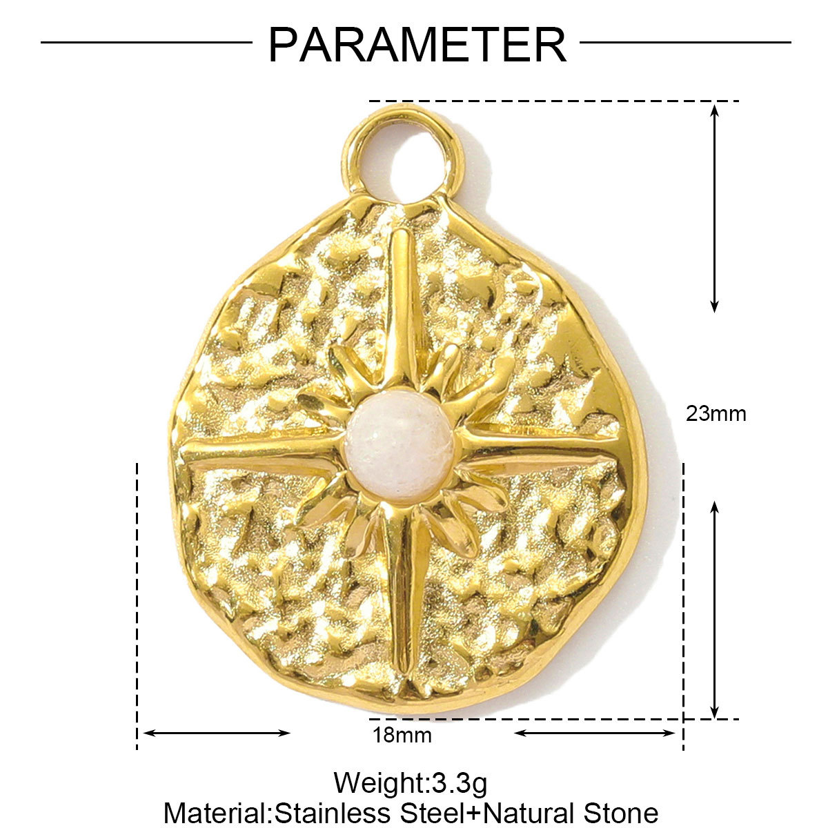 6pcs/pack French Stainless Steel Natural Stone Heart DIY Charms Women White Jade Square Necklace Pendants Feldspar Oval Jewelry