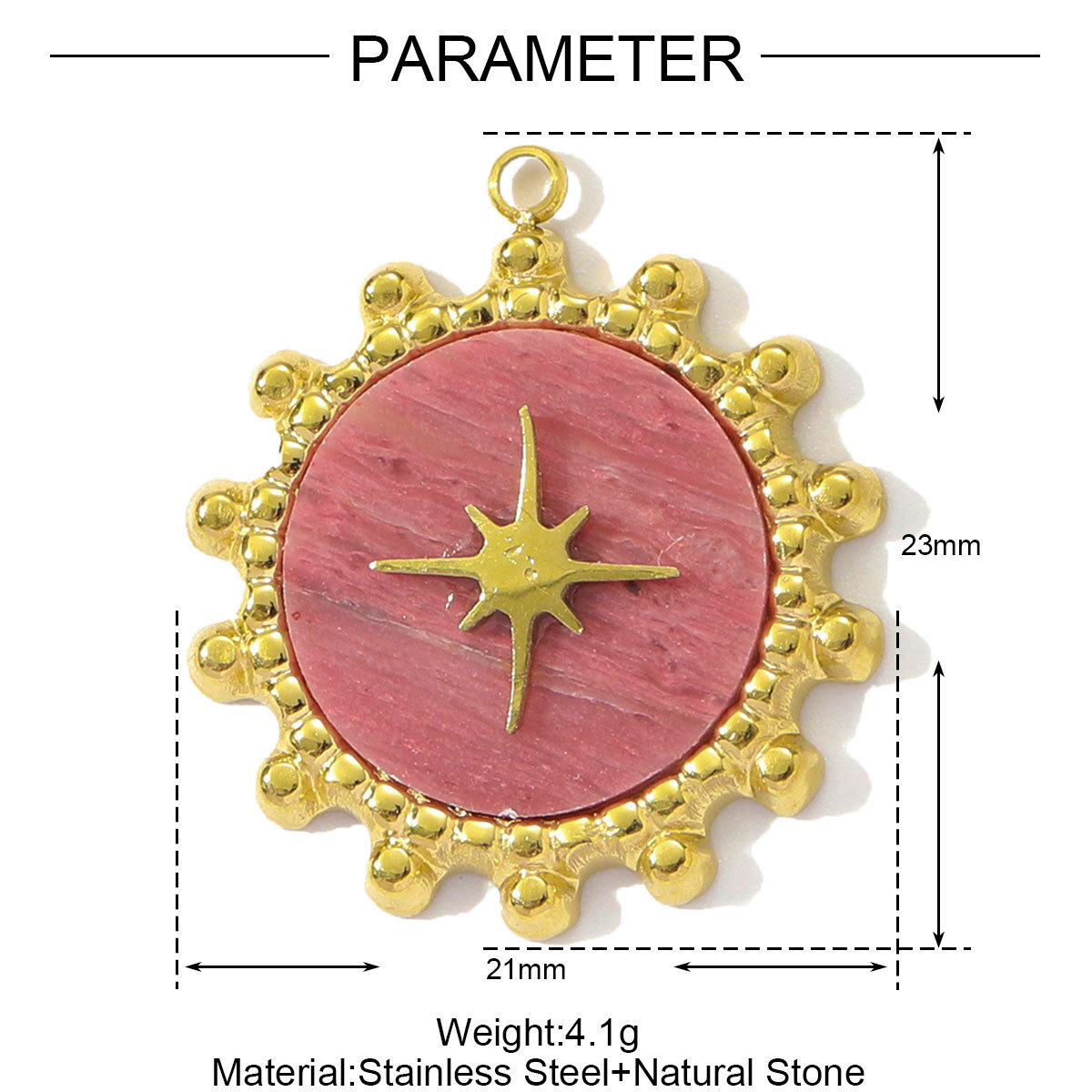 6pcs/pack French Stainless Steel Natural Stone Heart DIY Charms Women White Jade Square Necklace Pendants Feldspar Oval Jewelry
