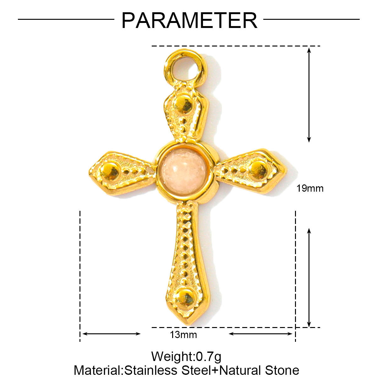 6pcs/pack French Natural Stone Heart Chalchite DIY Charms Stainless Steel Sun Waterdrop Necklace Pendants Feldspar Cross Jewelry