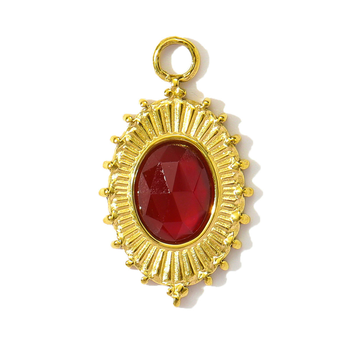 6pcs/pack French Natural Chalchite Stone Sun DIY Charms Stainless Steel Red Agate Square Necklace Pendants White Shell Jewelry