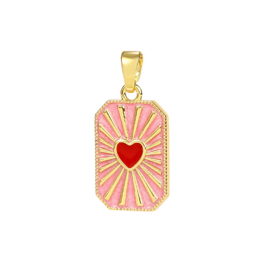 6pcs/pack Copper Micro Zircon Sun Love Heart Necklace Pendants Enamal Rose Angel DIY Charms Women Plam Tree Jewelry Wholesale