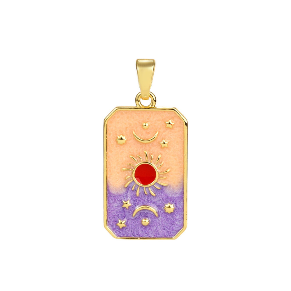 6pcs/pack Copper Micro Zircon Sun Love Heart Necklace Pendants Enamal Rose Angel DIY Charms Women Plam Tree Jewelry Wholesale