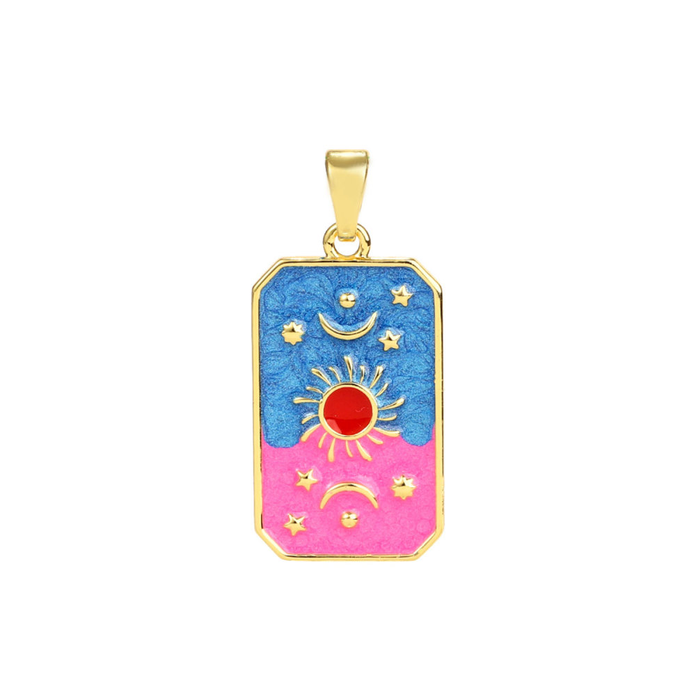 6pcs/pack Copper Micro Zircon Sun Love Heart Necklace Pendants Enamal Rose Angel DIY Charms Women Plam Tree Jewelry Wholesale