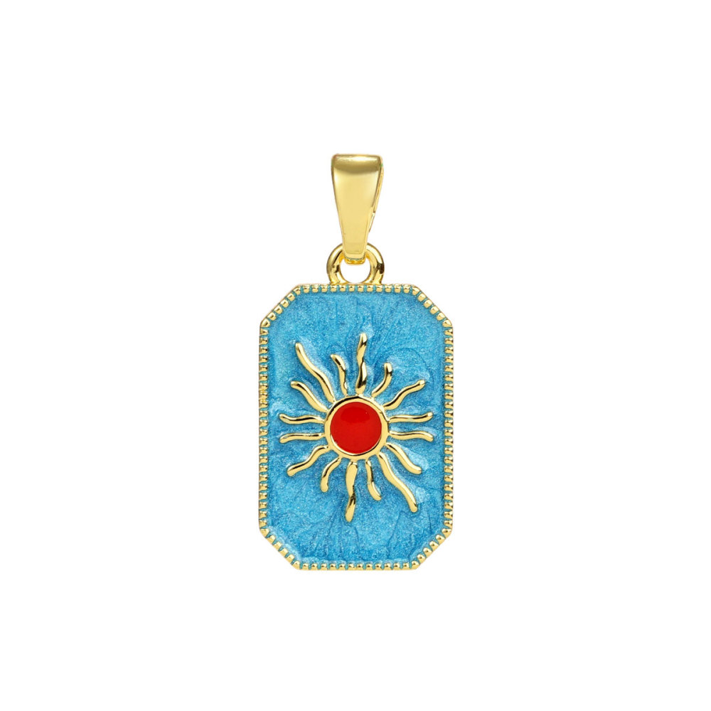 6pcs/pack Copper Micro Zircon Sun Love Heart Necklace Pendants Enamal Rose Angel DIY Charms Women Plam Tree Jewelry Wholesale