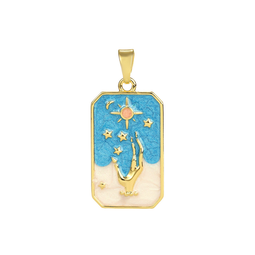 6pcs/pack Copper Micro Zircon Sun Love Heart Necklace Pendants Enamal Rose Angel DIY Charms Women Plam Tree Jewelry Wholesale