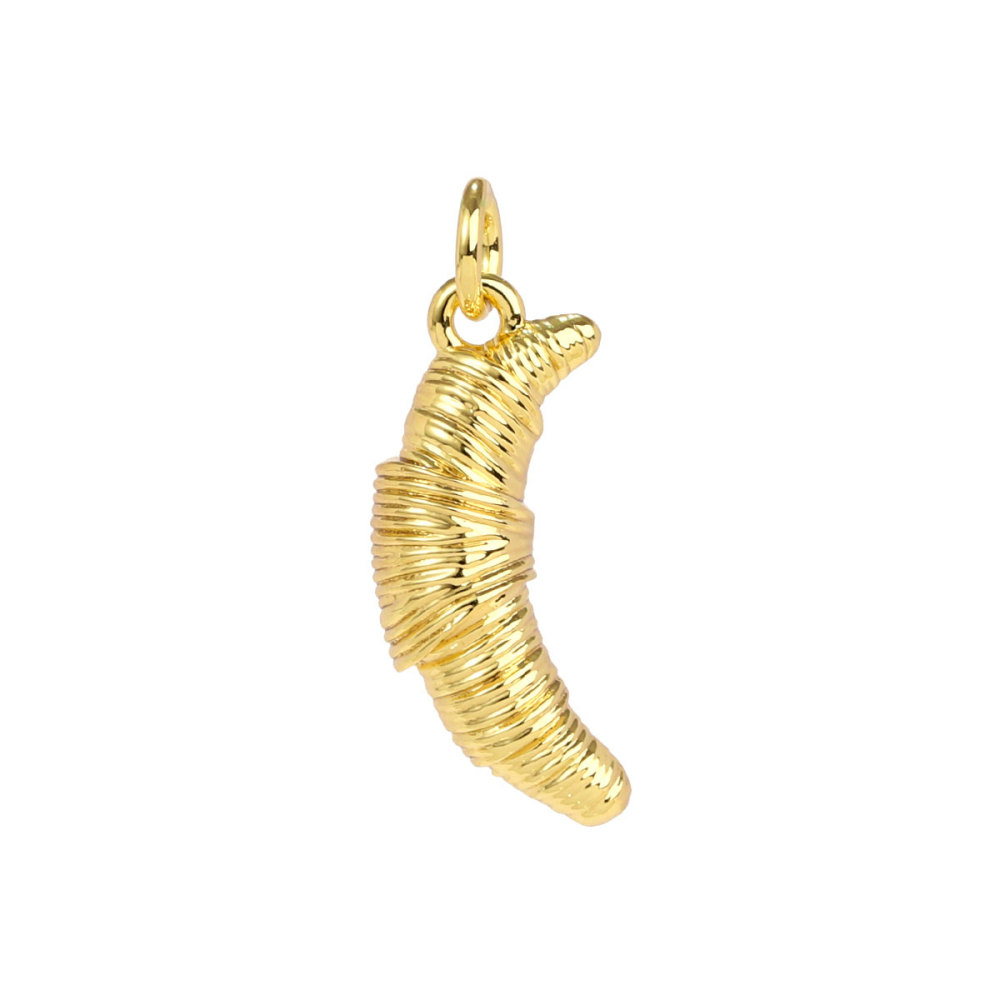 6pcs/pack Copper Micro Zircon Fruit Tanghulu Necklace Pendants 3D Croissant Apple DIY Charms Women Lemon Tea Jewelry Wholesale
