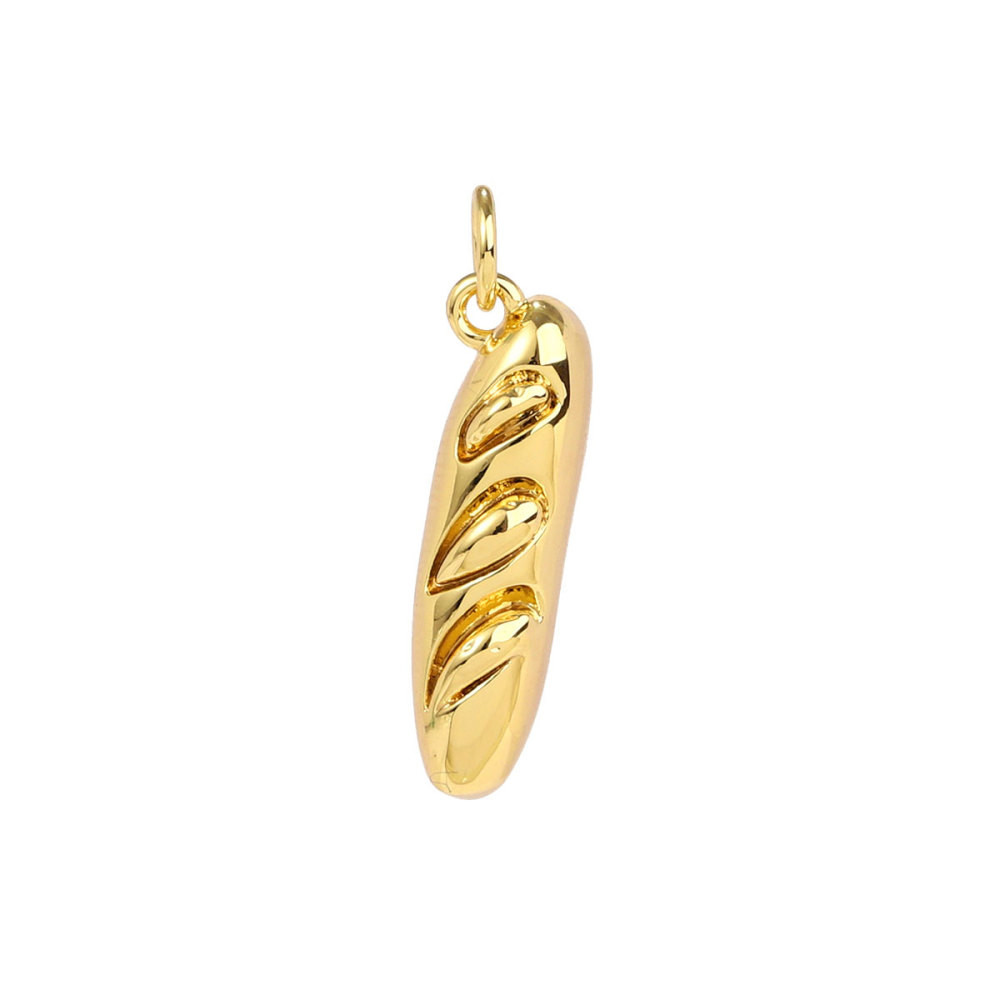 6pcs/pack Copper Micro Zircon Fruit Tanghulu Necklace Pendants 3D Croissant Apple DIY Charms Women Lemon Tea Jewelry Wholesale