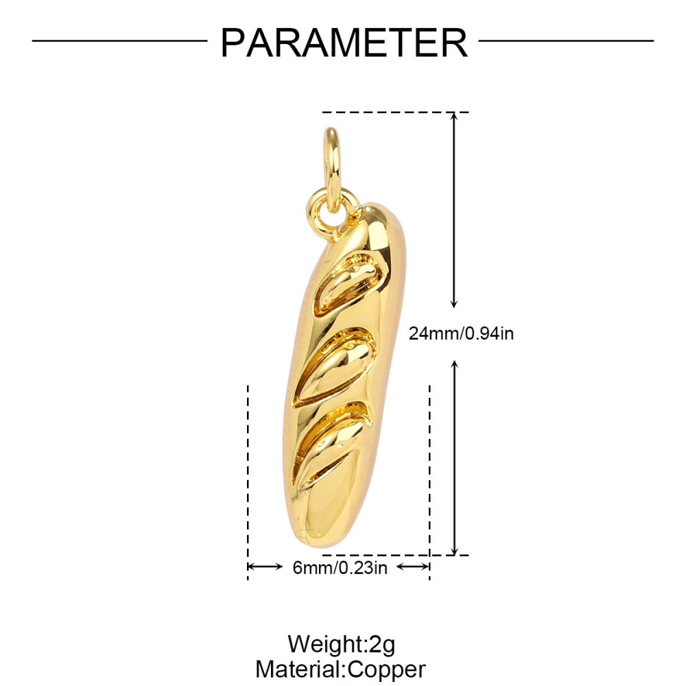 6pcs/pack Copper Micro Zircon Fruit Tanghulu Necklace Pendants 3D Croissant Apple DIY Charms Women Lemon Tea Jewelry Wholesale
