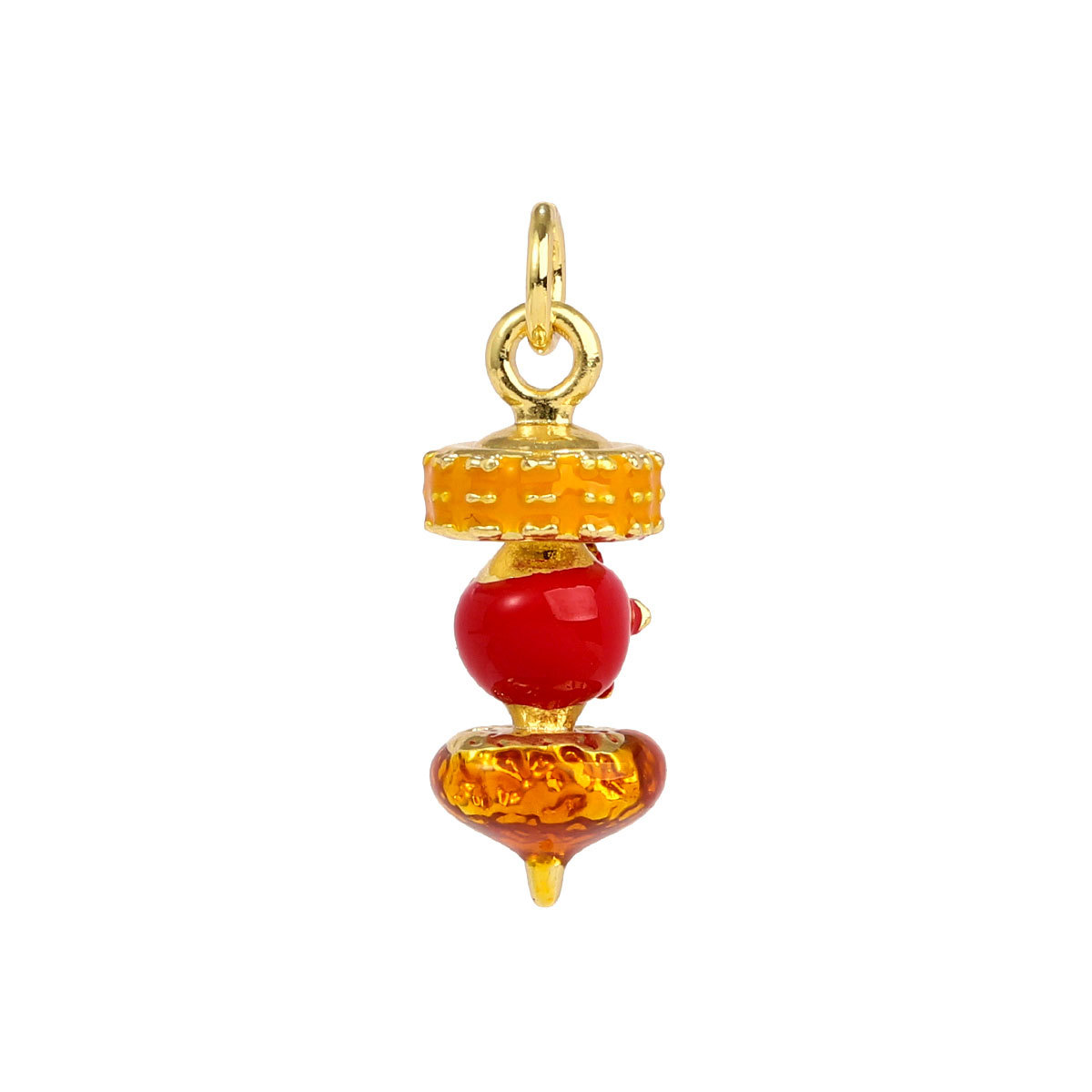 6pcs/pack Copper Micro Zircon Fruit Tanghulu Necklace Pendants 3D Croissant Apple DIY Charms Women Lemon Tea Jewelry Wholesale