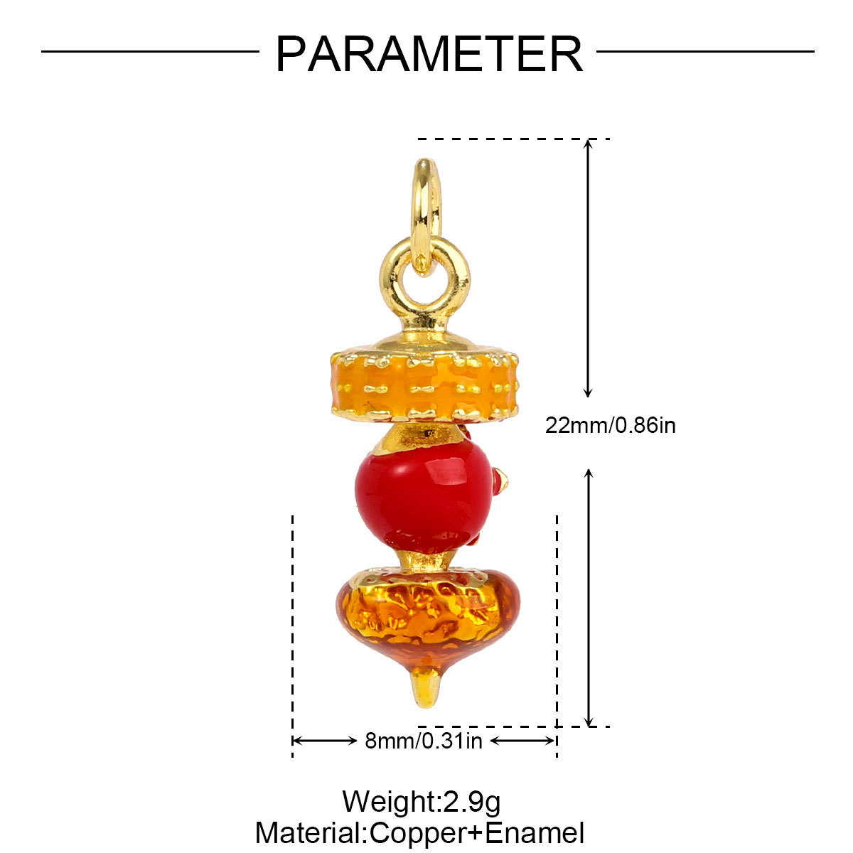 6pcs/pack Copper Micro Zircon Fruit Tanghulu Necklace Pendants 3D Croissant Apple DIY Charms Women Lemon Tea Jewelry Wholesale