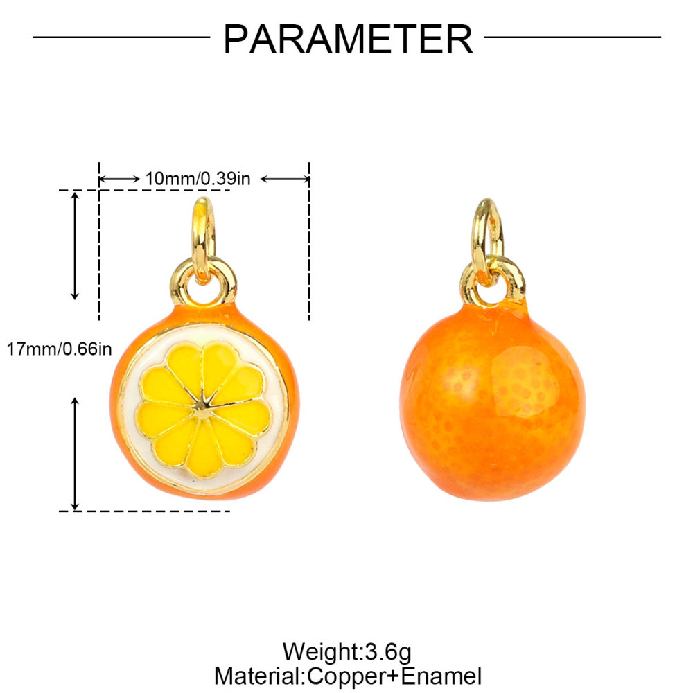 6pcs/pack Copper Micro Zircon Fruit Tanghulu Necklace Pendants 3D Croissant Apple DIY Charms Women Lemon Tea Jewelry Wholesale