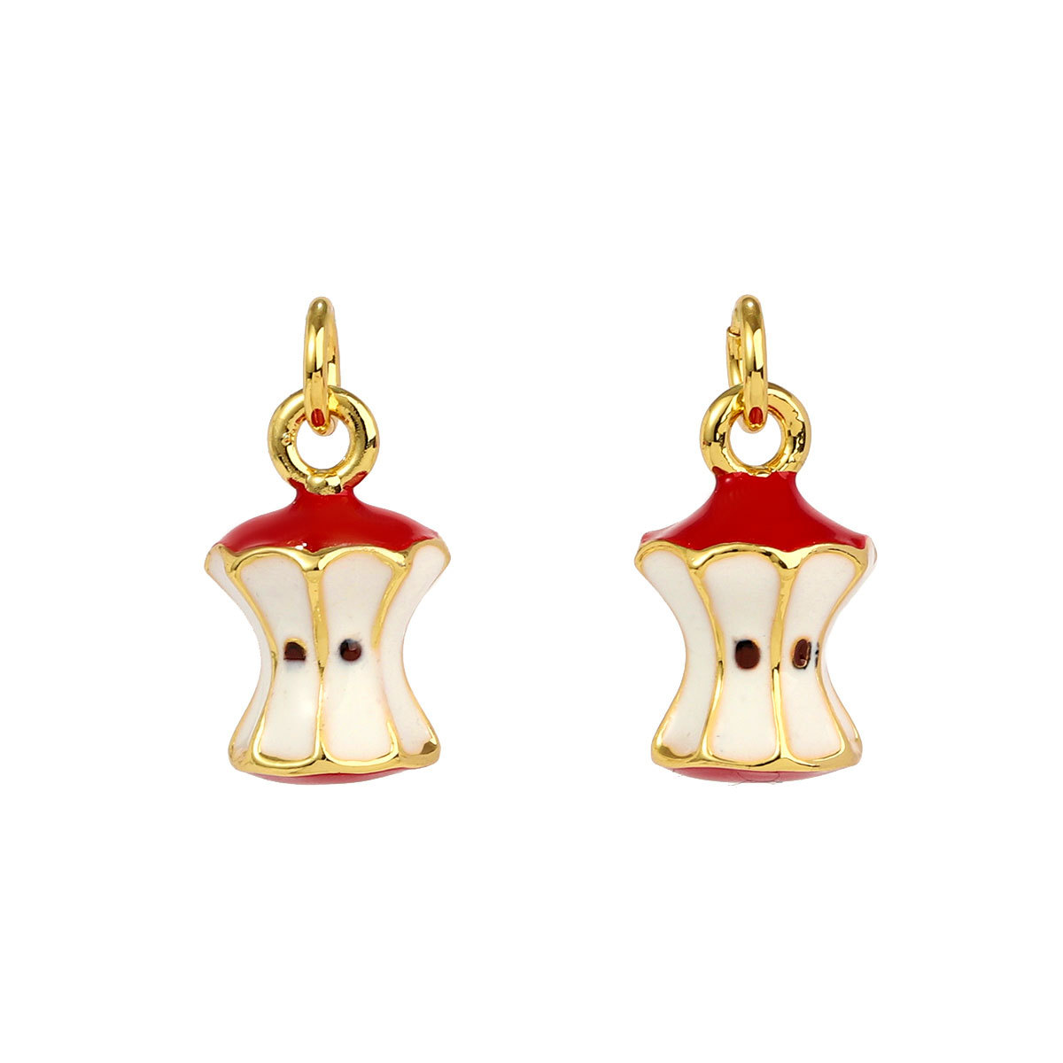 6pcs/pack Copper Micro Zircon Fruit Tanghulu Necklace Pendants 3D Croissant Apple DIY Charms Women Lemon Tea Jewelry Wholesale