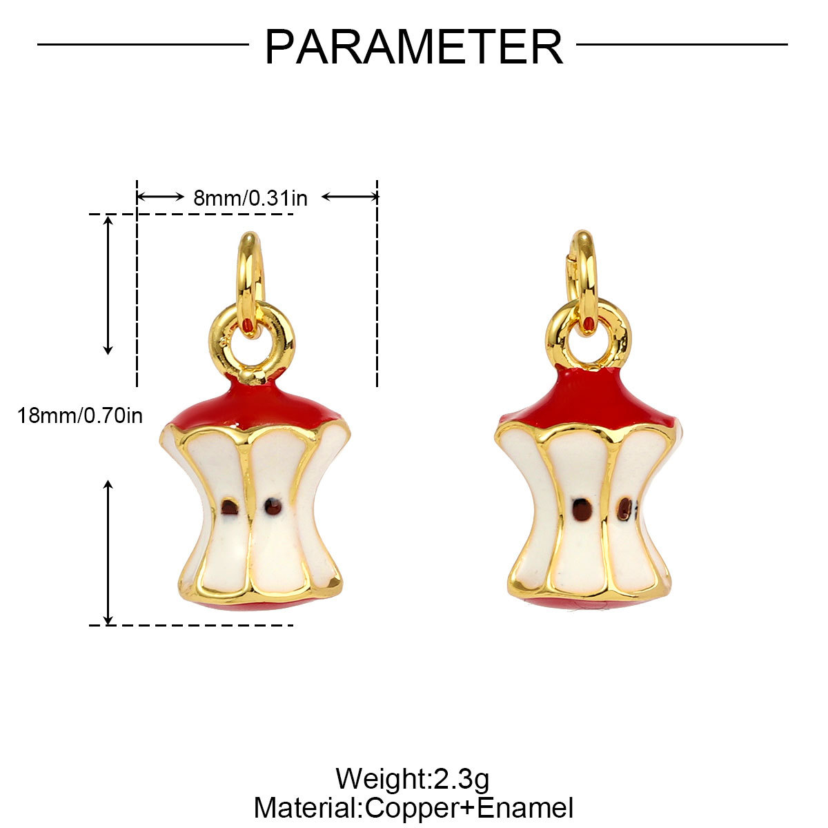 6pcs/pack Copper Micro Zircon Fruit Tanghulu Necklace Pendants 3D Croissant Apple DIY Charms Women Lemon Tea Jewelry Wholesale