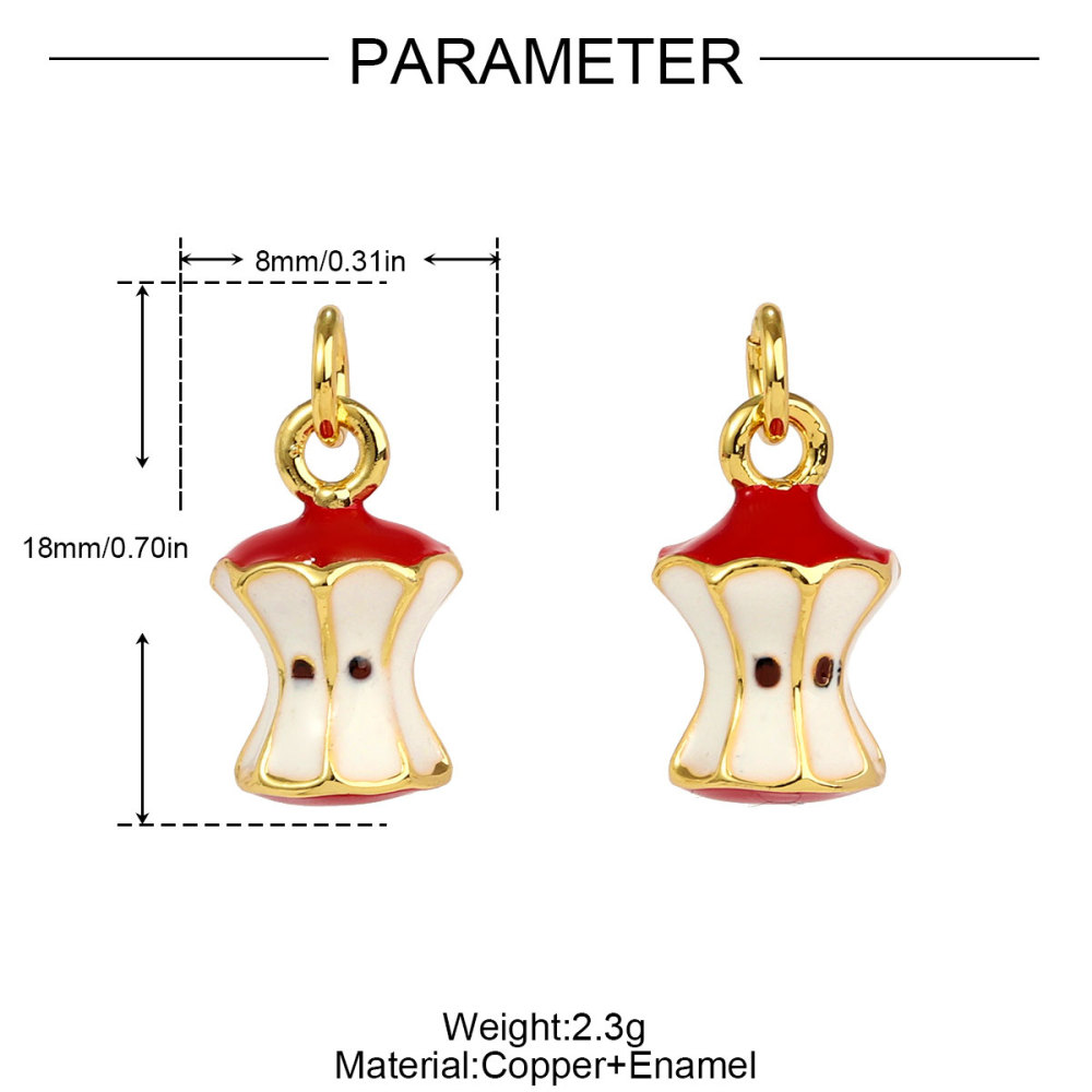 6pcs/pack Copper Micro Zircon Fruit Tanghulu Necklace Pendants 3D Croissant Apple DIY Charms Women Lemon Tea Jewelry Wholesale