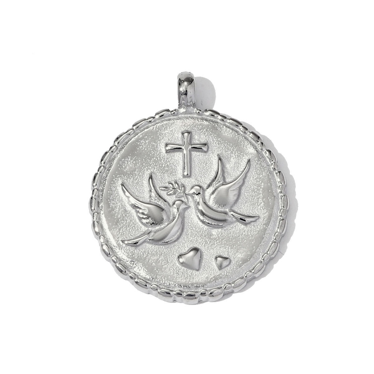 6pcs/pack Fashion Stainless Steel Flower Cross Necklace Pendants Peace Dove Coin DIY Charms Women Hand Gesture Jewelry Wholesale