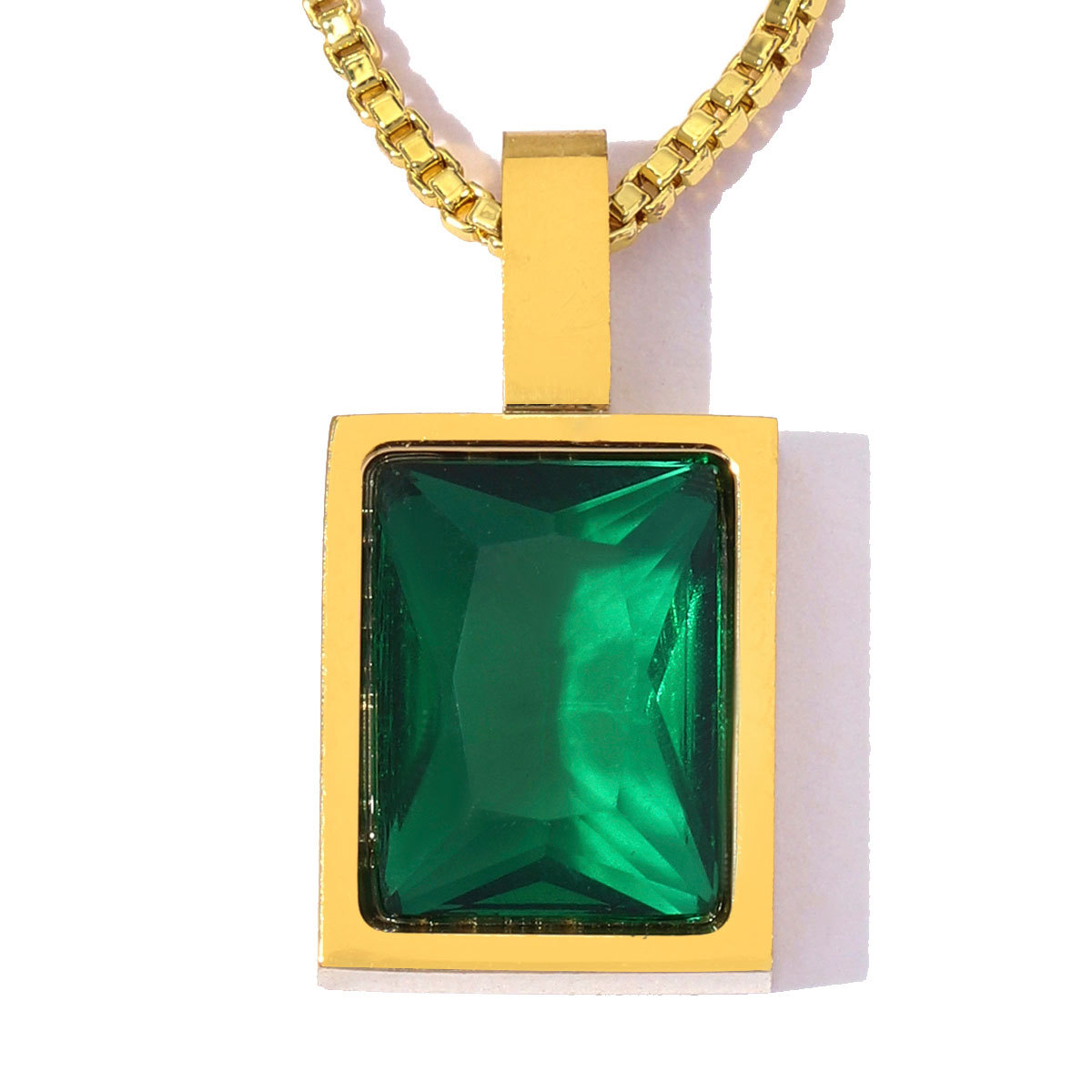 6pcs/Lot Stainless Steel Rainbow Zircon Square DIY Charm Rhinestone Oval Necklace Pendant Woman Jewelry Findings Wholesale