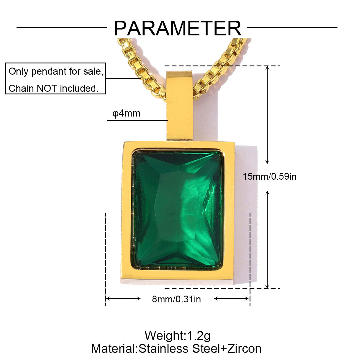 6pcs/Lot Stainless Steel Rainbow Zircon Square DIY Charm Rhinestone Oval Necklace Pendant Woman Jewelry Findings Wholesale