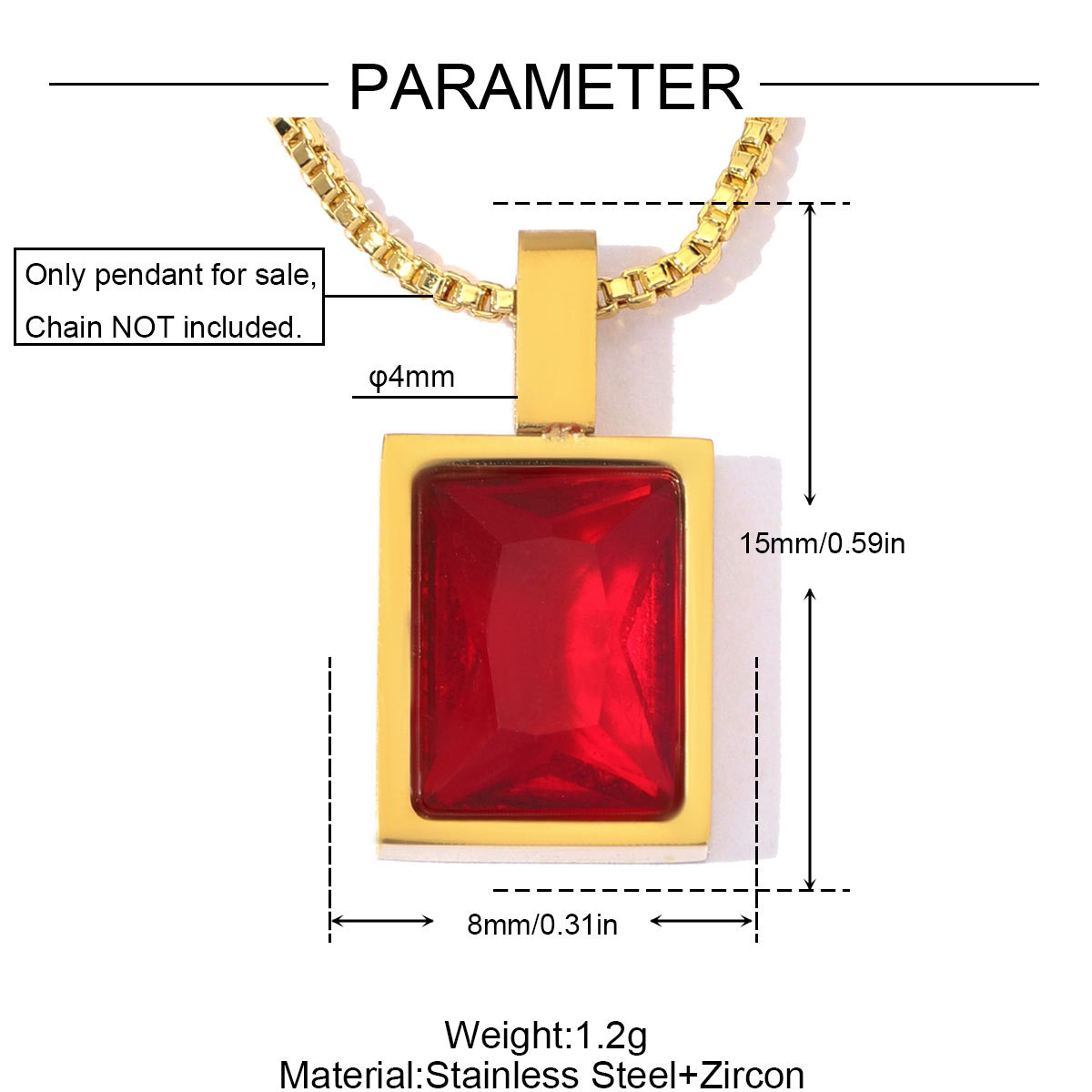 6pcs/Lot Stainless Steel Rainbow Zircon Square DIY Charm Rhinestone Oval Necklace Pendant Woman Jewelry Findings Wholesale