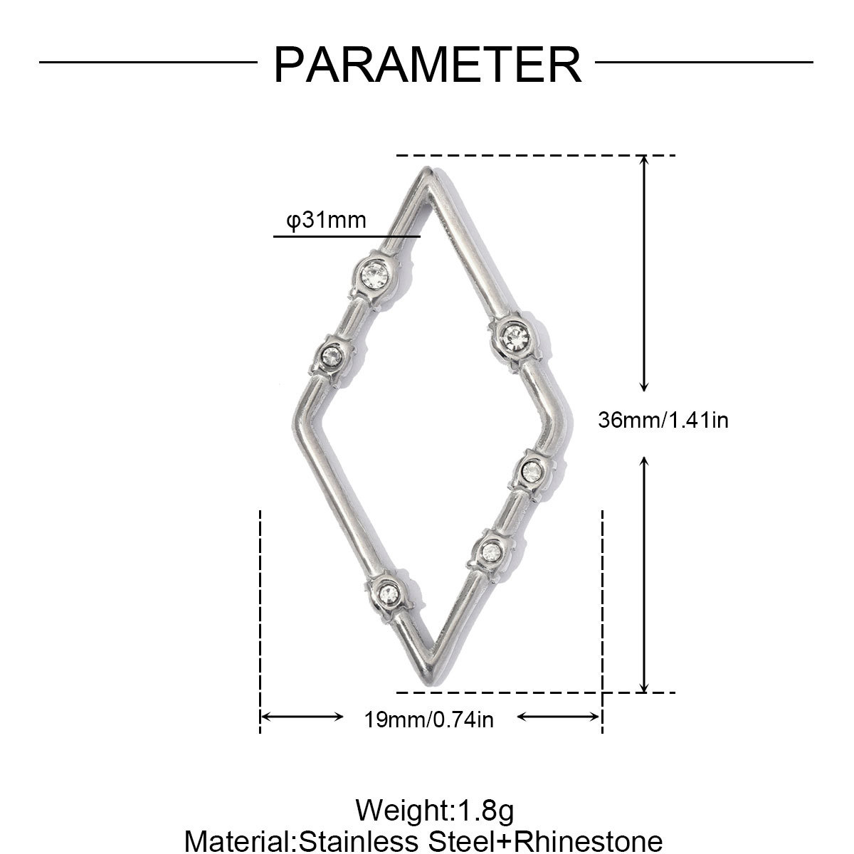 6pcs/Lot Stainless Steel Hollow Rhinestone Diamond Oval DIY Charms Zodiac Horse Necklace Pendants Woman Sun Jewelry Findings