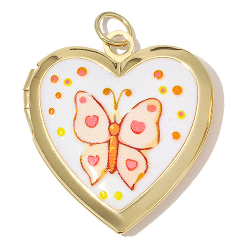 6pcs/Lot Copper Openable Heart DIY Charms Butterfly Rainbow Picture Locket Pendants Woman Cherry Sun Necklace Findings Wholesale