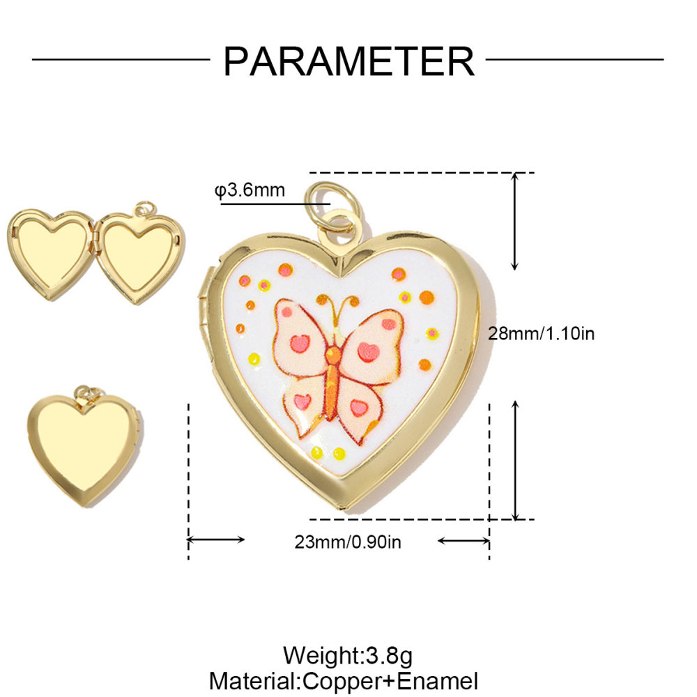 6pcs/Lot Copper Openable Heart DIY Charms Butterfly Rainbow Picture Locket Pendants Woman Cherry Sun Necklace Findings Wholesale