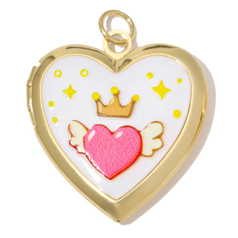 6pcs/Lot Copper Openable Heart DIY Charms Butterfly Rainbow Picture Locket Pendants Woman Cherry Sun Necklace Findings Wholesale