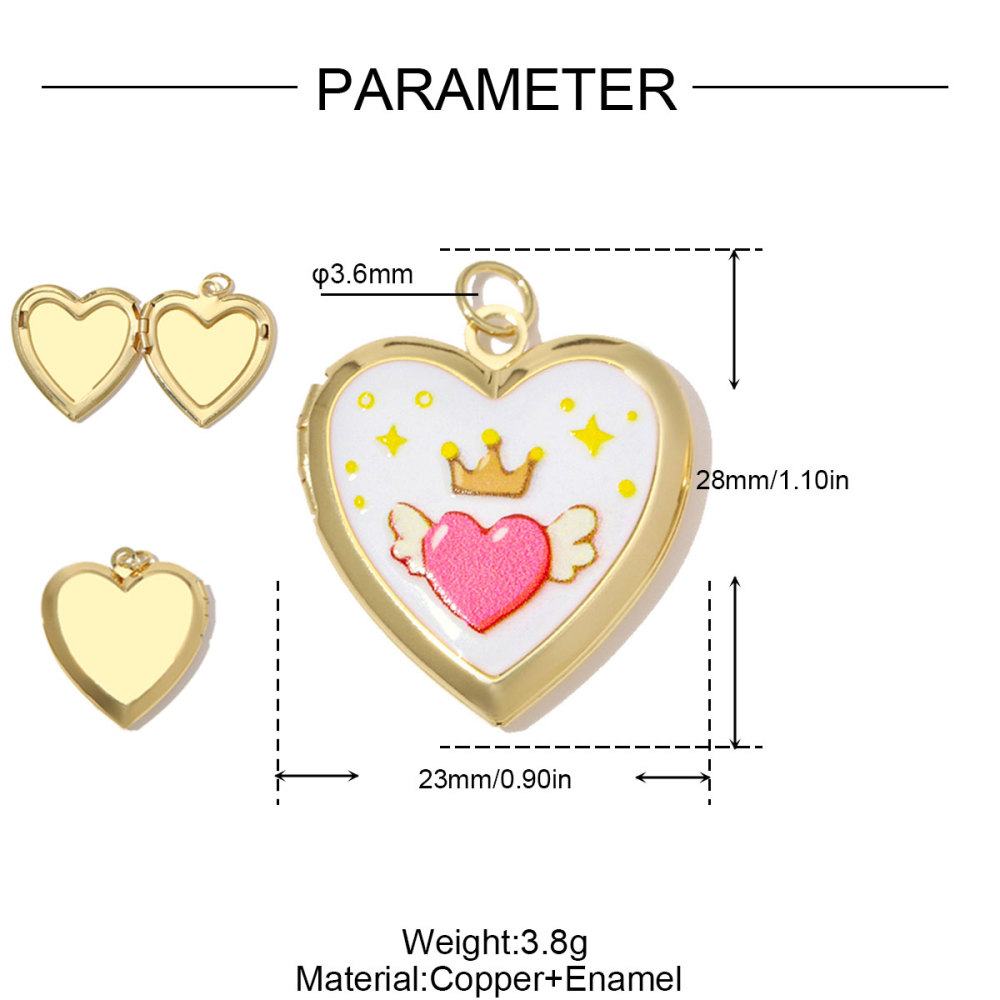 6pcs/Lot Copper Openable Heart DIY Charms Butterfly Rainbow Picture Locket Pendants Woman Cherry Sun Necklace Findings Wholesale