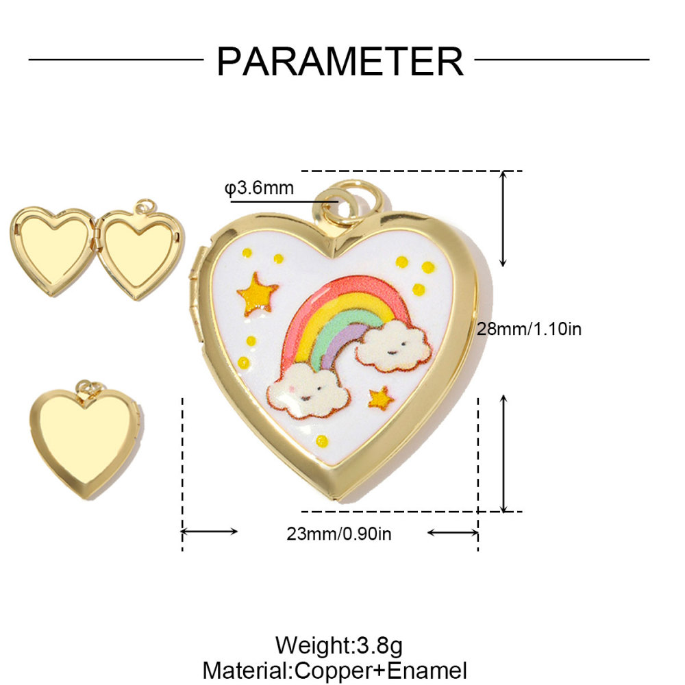 6pcs/Lot Copper Openable Heart DIY Charms Butterfly Rainbow Picture Locket Pendants Woman Cherry Sun Necklace Findings Wholesale