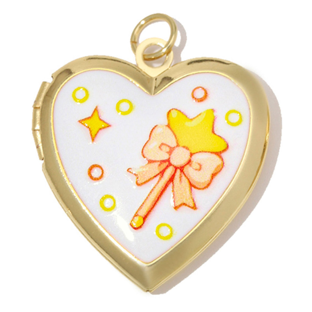 6pcs/Lot Copper Openable Heart DIY Charms Butterfly Rainbow Picture Locket Pendants Woman Cherry Sun Necklace Findings Wholesale