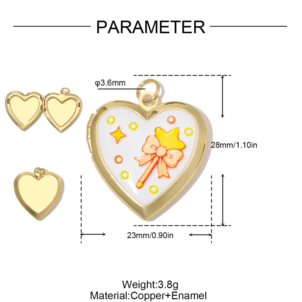 6pcs/Lot Copper Openable Heart DIY Charms Butterfly Rainbow Picture Locket Pendants Woman Cherry Sun Necklace Findings Wholesale