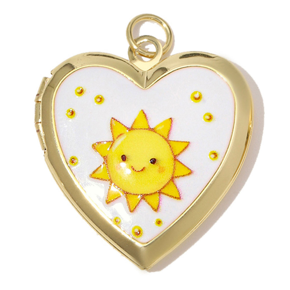 6pcs/Lot Copper Openable Heart DIY Charms Butterfly Rainbow Picture Locket Pendants Woman Cherry Sun Necklace Findings Wholesale