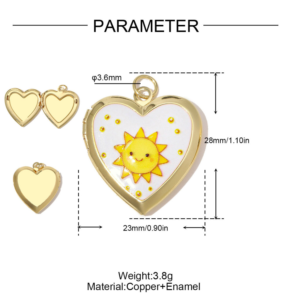 6pcs/Lot Copper Openable Heart DIY Charms Butterfly Rainbow Picture Locket Pendants Woman Cherry Sun Necklace Findings Wholesale
