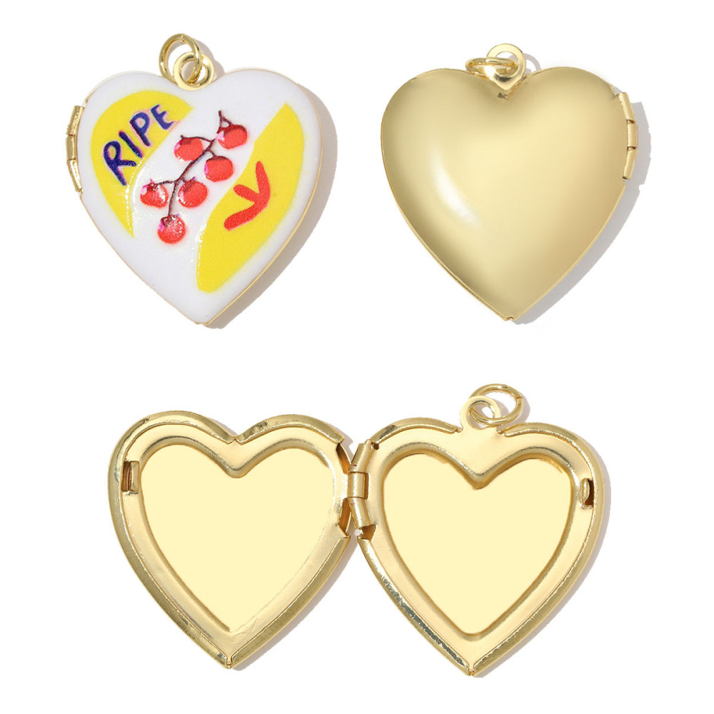 6pcs/Lot Copper Openable Heart DIY Charms Butterfly Rainbow Picture Locket Pendants Woman Cherry Sun Necklace Findings Wholesale