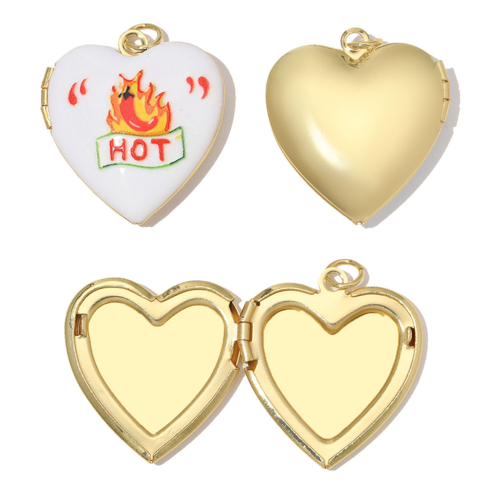 6pcs/Lot Copper Openable Heart DIY Charms Butterfly Rainbow Picture Locket Pendants Woman Cherry Sun Necklace Findings Wholesale
