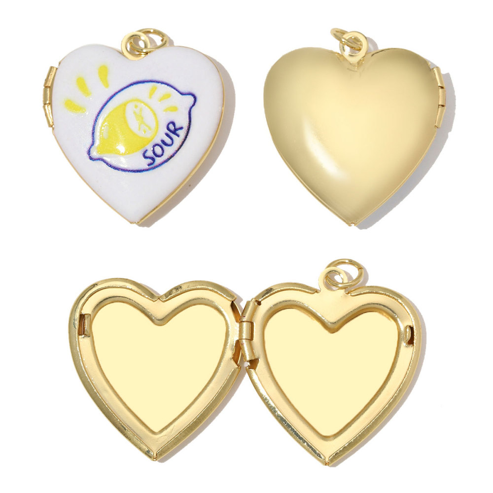 6pcs/Lot Copper Openable Heart DIY Charms Butterfly Rainbow Picture Locket Pendants Woman Cherry Sun Necklace Findings Wholesale
