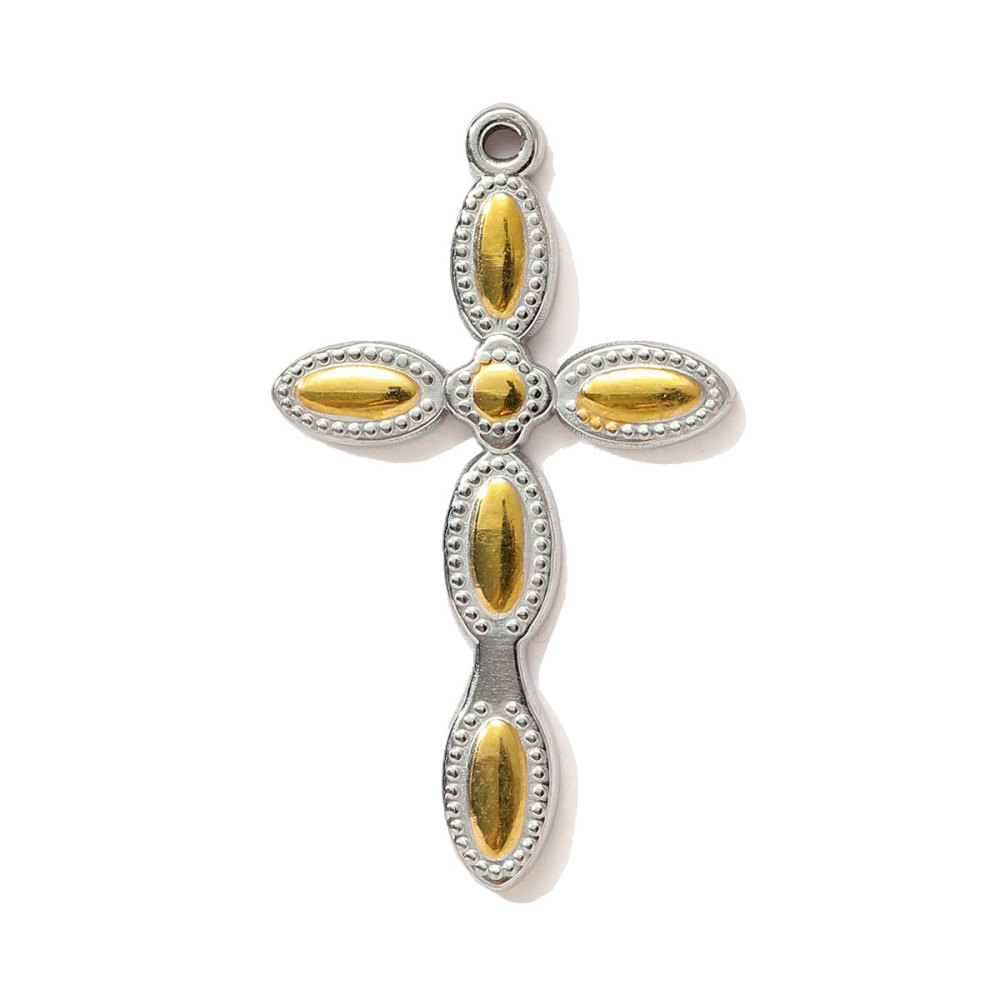 6pcs/pack Two Tone Clover Seahorse Stainless Steel DIY Charms Women Strawberry Jewelry Oval Virgin Mary Starfish Necklace Pendant