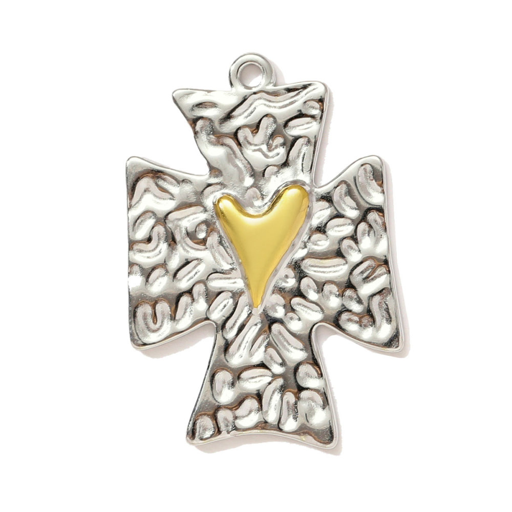 6pcs/pack Two Tone Clover Seahorse Stainless Steel DIY Charms Women Strawberry Jewelry Oval Virgin Mary Starfish Necklace Pendant