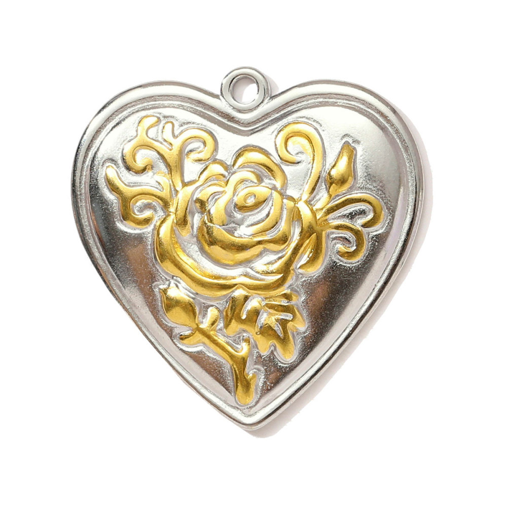 6pcs/pack Two Tone Clover Seahorse Stainless Steel DIY Charms Women Strawberry Jewelry Oval Virgin Mary Starfish Necklace Pendant