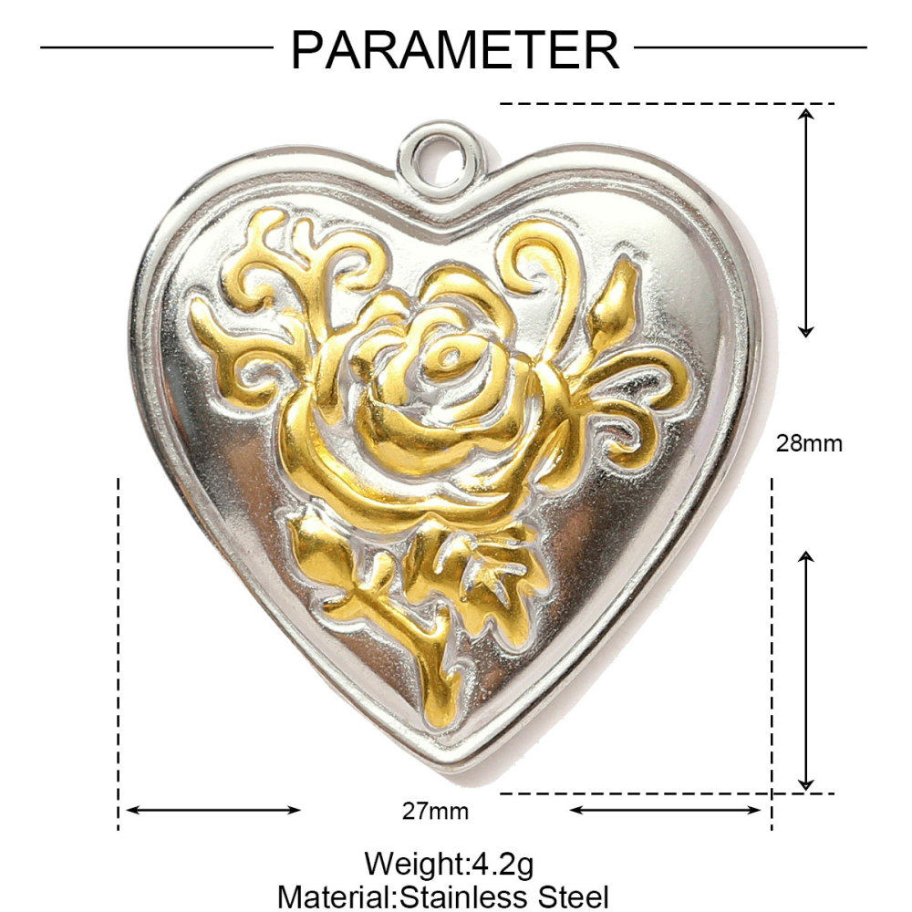6pcs/pack Two Tone Clover Seahorse Stainless Steel DIY Charms Women Strawberry Jewelry Oval Virgin Mary Starfish Necklace Pendant