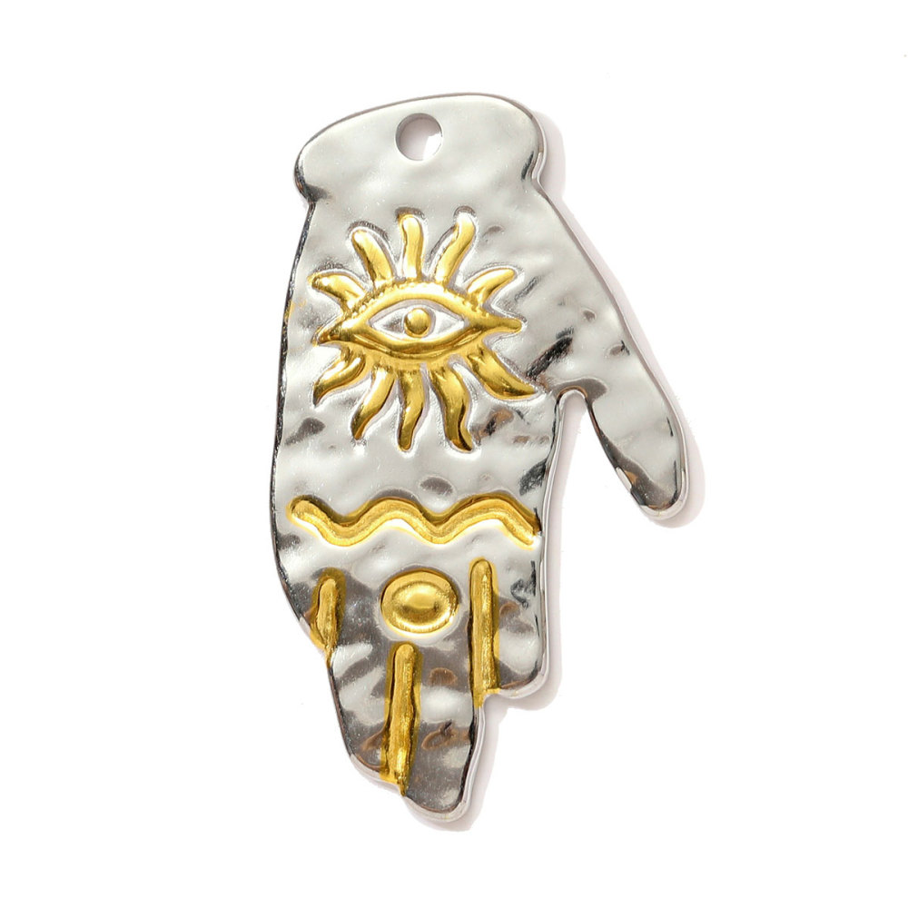 6pcs/pack Two Tone Clover Seahorse Stainless Steel DIY Charms Women Strawberry Jewelry Oval Virgin Mary Starfish Necklace Pendant
