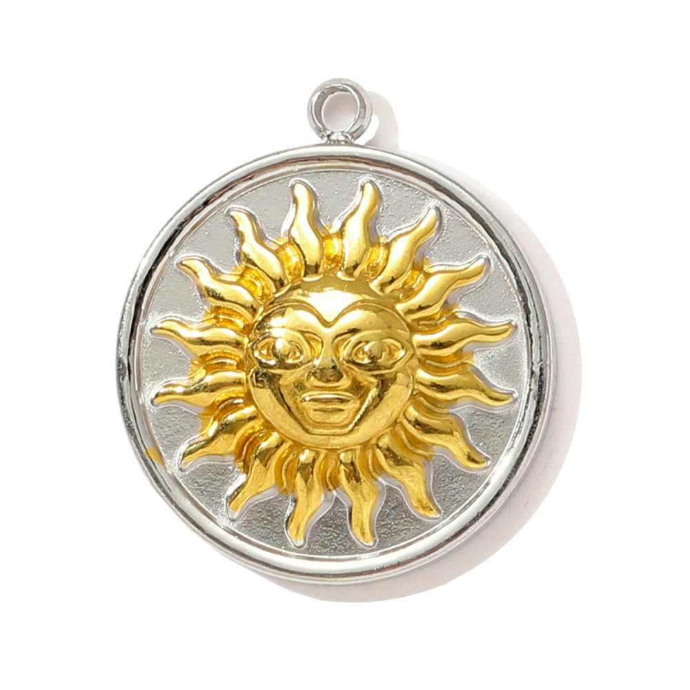 6pcs/pack Two Tone Clover Seahorse Stainless Steel DIY Charms Women Strawberry Jewelry Oval Virgin Mary Starfish Necklace Pendant