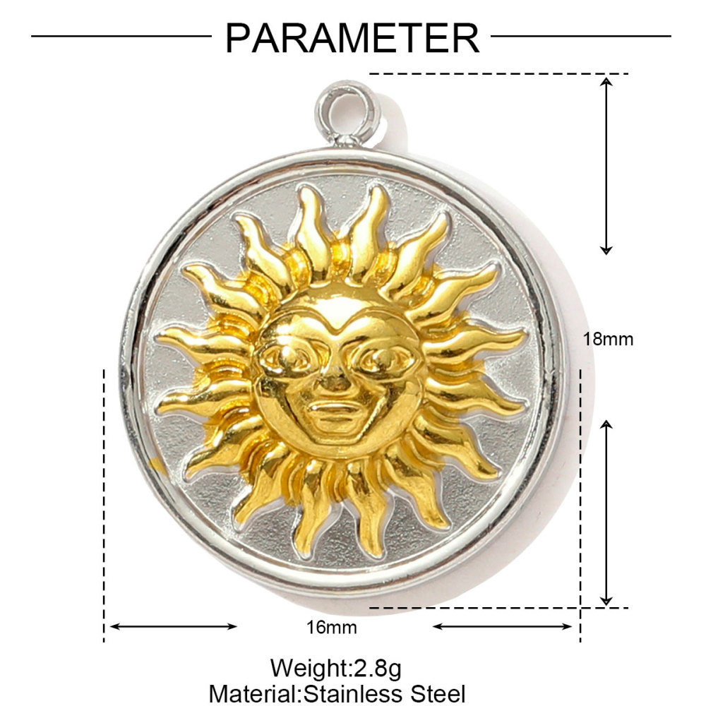 6pcs/pack Two Tone Clover Seahorse Stainless Steel DIY Charms Women Strawberry Jewelry Oval Virgin Mary Starfish Necklace Pendant