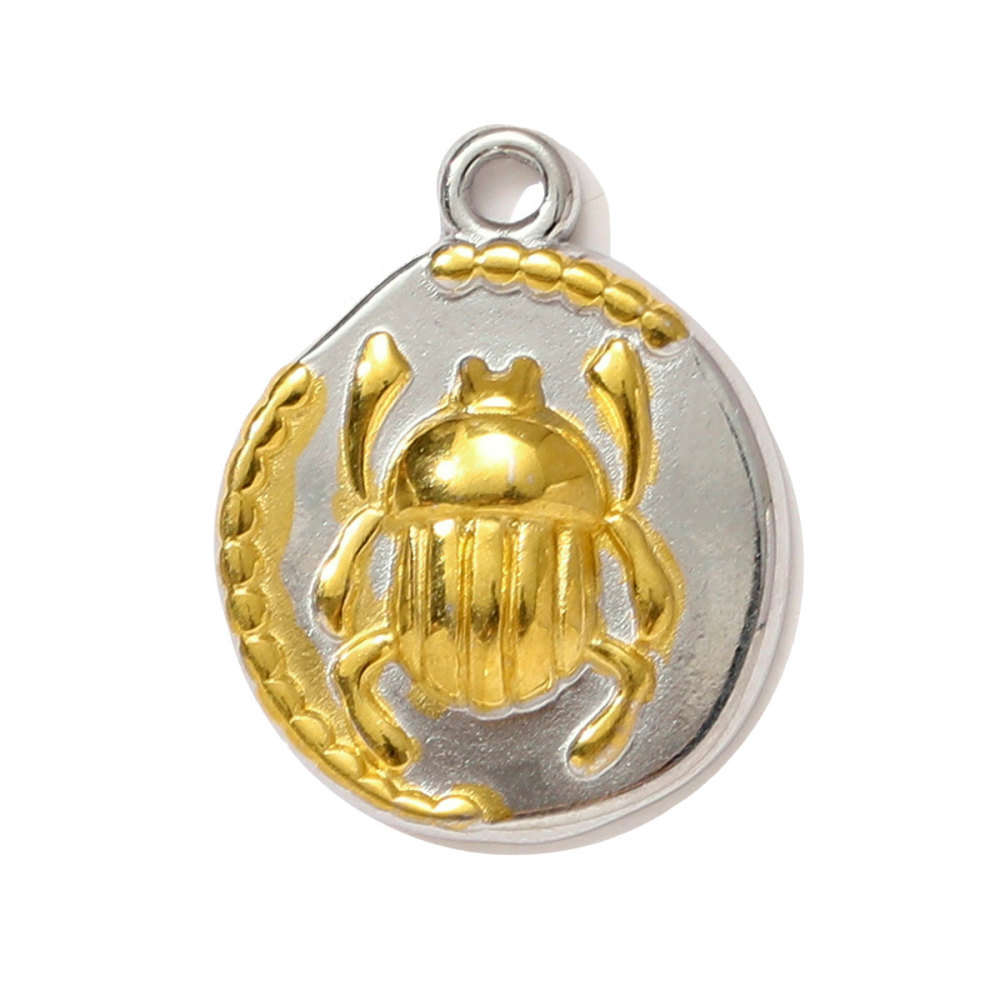 6pcs/pack Two Tone Clover Seahorse Stainless Steel DIY Charms Women Strawberry Jewelry Oval Virgin Mary Starfish Necklace Pendant