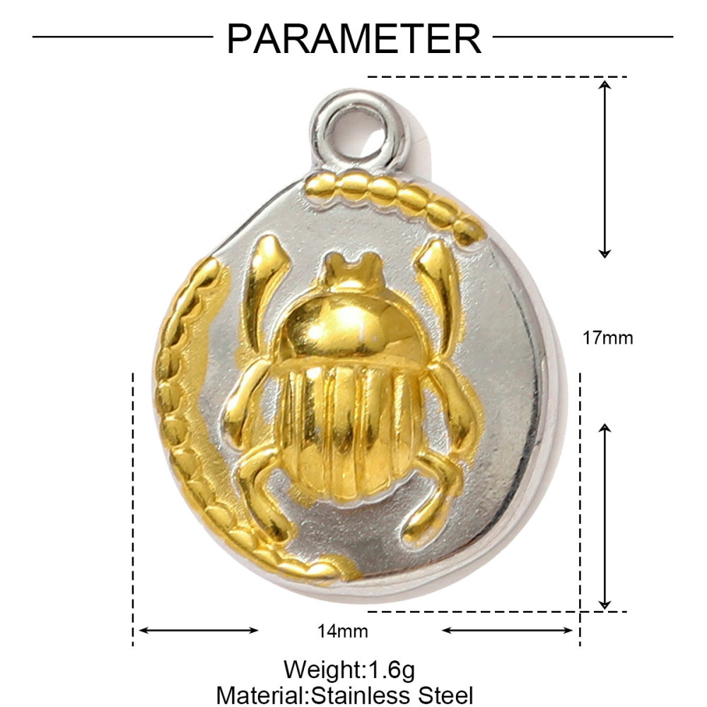 6pcs/pack Two Tone Clover Seahorse Stainless Steel DIY Charms Women Strawberry Jewelry Oval Virgin Mary Starfish Necklace Pendant