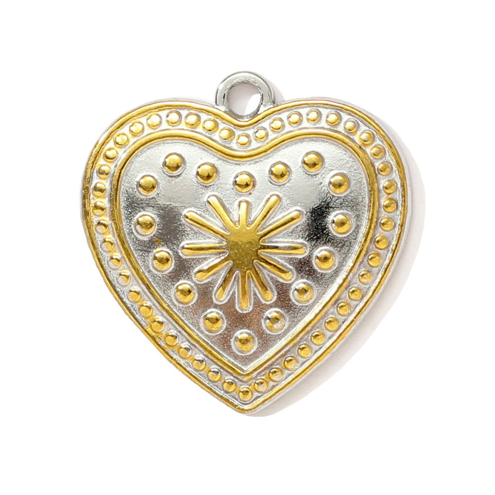 6pcs/pack Two Tone Clover Seahorse Stainless Steel DIY Charms Women Strawberry Jewelry Oval Virgin Mary Starfish Necklace Pendant