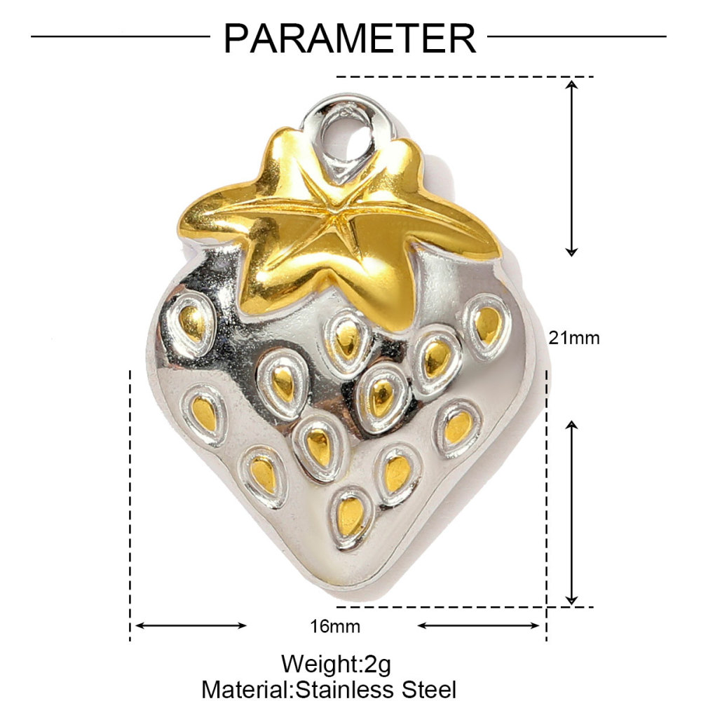 6pcs/pack Two Tone Clover Seahorse Stainless Steel DIY Charms Women Strawberry Jewelry Oval Virgin Mary Starfish Necklace Pendant