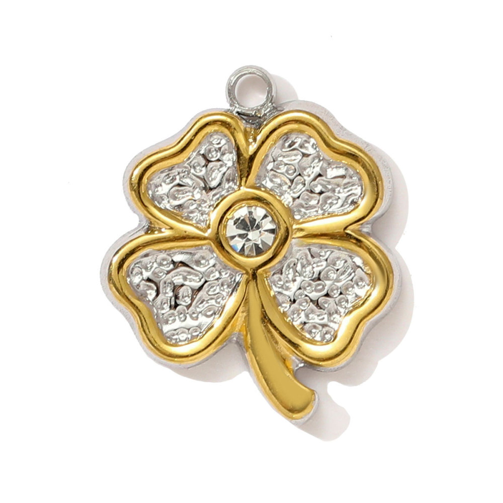 6pcs/pack Two Tone Clover Seahorse Stainless Steel DIY Charms Women Strawberry Jewelry Oval Virgin Mary Starfish Necklace Pendant