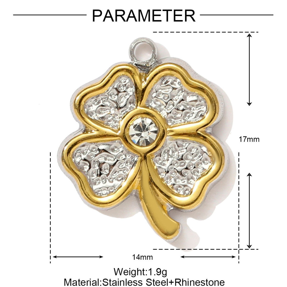 6pcs/pack Two Tone Clover Seahorse Stainless Steel DIY Charms Women Strawberry Jewelry Oval Virgin Mary Starfish Necklace Pendant